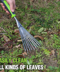 Handy 16 Inch Compact Stainless Steel Hand Rake With Soft Grip Handle Versatile Small Garden Rake for Delicate Plants