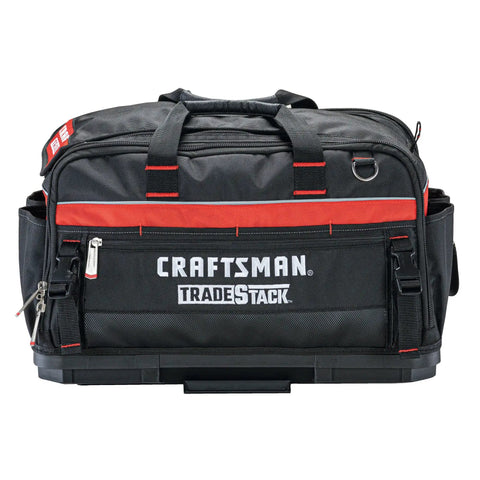 TradeStack Tool Bag With Wide Opening Dual Sided Access, Ultra Durable 1680 Denier Polyester, Waterproof Base, front view