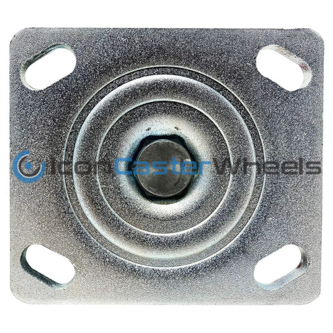 Industrial Grade Swivel Casters 6x2 Inch Green Non Marking Polyurethane Wheels mount plate with bolt hole for heavy-duty use.