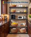 Beefy Five Tier Heavy Duty Garage Storage Shelves With Adjustable Metal Frame And Thick MDF Panels, 2000 Lb Total Capacity, Sturdy Metal Shelving Unit For Garage, Kitchen Pantry, Basement Or Laundry, 36 In L x 18 In W x 72 In H used in kitchen pantry