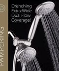 High Pressure 2 In 1 Handheld And Rain Shower Head System with 4 inch face and stainless steel hose, dual water flow in use