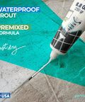 Two Tube Premixed Tile Grout Repair Kit White Acrylic Sanded Grout Filler For Bathroom Shower Kitchen Tiles Water Resistant With Applicator Tubes Fast Drying 2 X 250g being applied on tile