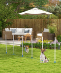 Dogs practicing on Dog Agility Weave Poles Set, Adjustable Training Kit with Storage Bag in backyard