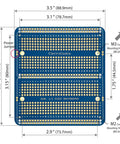 Large Gold Plated Solderable Breadboard Prototype Kit For DIY Electronics Projects Compatible With Arduino Nano ESP8266 NodeMCU And Other MCUs 6 Pack Blue, dimensions labeled.