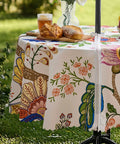 60 Inch Round Outdoor Tablecloth With Umbrella Hole And Zipper Spillproof And Wrinkle Free Paisley Patio Cover on outdoor table.