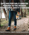 Person carrying Elite Portable Propane Fire Pit Kit Delivers 55K BTU Of Heat Lightweight CSA Compliant