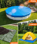 3 Pack 10 Foot By 10 Foot Heavy Duty Waterproof Tarps With Grommets 5.5 Mil Thick PE Ground Cover For Camping Outdoor Yards Tents Pools