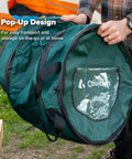 Man holding Deluxe Pop Up Trash Can With Zippered Lid Collapsible 29.5 Gallon Bin at outdoor event