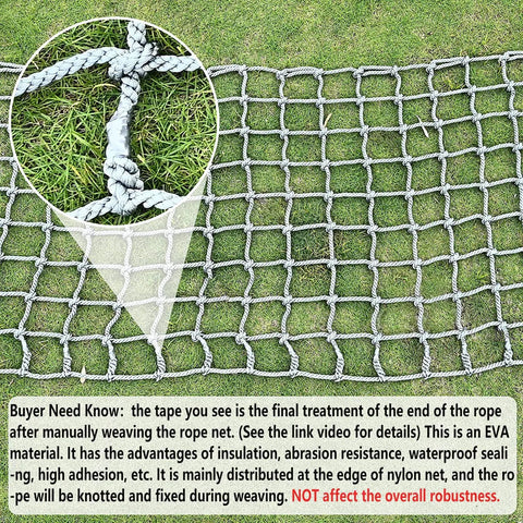 Playground Climbing Net For Kids Outdoor Playset Safe Cargo Rope Net With Nylon Rope Ladder Swing Balcony Banister Guard Durable 3.3 By 6.6 Feet Gray Finish