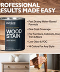 Premium Interior Water Based Wood Stain In Jacobean featuring a can, perfect for revamping furniture, cabinets, and trim.