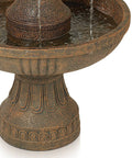 Close-up of Huge 43 Inch Italian Style Outdoor Fountain With Faux Stone Finish 3 Tier Waterfall Floor Fountain base