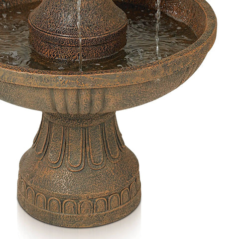 Close-up of Huge 43 Inch Italian Style Outdoor Fountain With Faux Stone Finish 3 Tier Waterfall Floor Fountain base