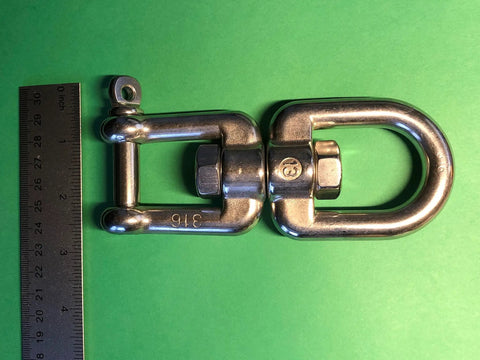 Marine Grade Stainless Steel 316 Anchor Swivel Featuring Heavy Duty Eye And Jaw One Half Inch Thick Rust Proof Marine Hardware, 13mm size
