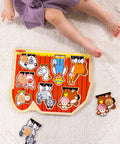 Toddler playing with Farm Animals Jumbo Knob Puzzle For Toddlers Wooden Peg Puzzle For Early Learning Shape Recognition And Fine Motor Skills Cow Pig Horse On Colorful Barnyard Scene Kid Friendly Educational Toy For Ages 1 And Up