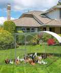 Large Walk In Metal Chicken Coop With Waterproof And UV Resistant Cover For Outdoor Backyard Or Farm Use, Heavy Duty Galvanized Frame And Sturdy Hex Mesh, Spacious 9.8 Ft Long By 19.7 Ft Wide By 6.6 Ft High in backyard
