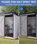 Sliding Barn Door Hardware Kit 10 Ft Heavy Duty Track installed on outdoor storage shed showing weather resistance.