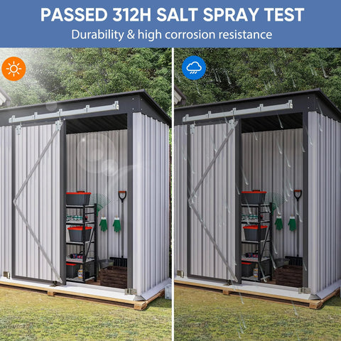 5Ft Exterior Sliding Barn Door Hardware Kit Heavy Duty Track For Indoor And Outdoor Doors Wall Mount Silver Galvanized Steel Rail With Weather Resistance Floor Guide And Adjustable Rollers Hardware Only installed on metal shed