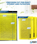 3 Pack Replacement Filter Pads For MicroPower Guard 16x20 Air Cleaner With Fiberglass Media And Activated Carbon Center, Sized 14.5 x 17.5 Inches, Yellow, Easy Install Replacement Pads For Home Or Shop, showing filter dimensions and details