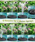 Cloudy Day Ready Solar Fountain For Bird Bath With 2000mAh Battery Backup Glass Garden Water Feature With 3.5W Pump 8 Nozzles