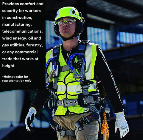 Worker wearing SecureFit Ventilated Safety Helmet For On Site Work At Height, Climbing Style Hard Hat For Construction, ANSI X5003V