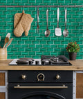 Kitchen with 12x10 Inch Peel And Stick Backsplash Tile For Kitchen And Bathroom, self adhesive waterproof wall panels with crackle glaze subway tile look