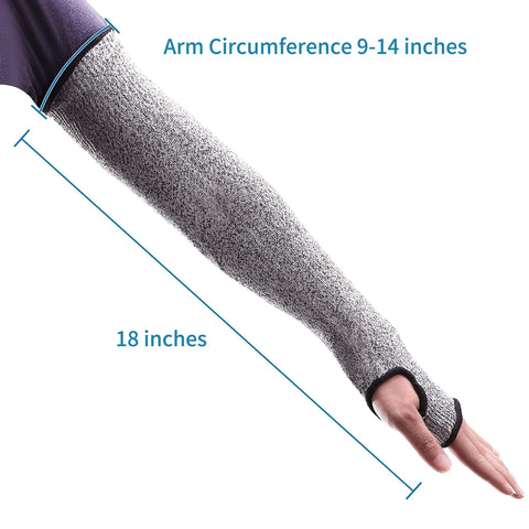 Heavy Duty Cut Resistant Arm Sleeves With Thumb Hole 18 Inch Anti Abrasion Safety Arm Guard For Garden And Kitchen Bite Proof Protection For Thin Skin EN388 Level 5 1 Pair