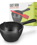 Cast Iron Mini Basting Pot For Grillin And Sauces Small Pre Seasoned Saucepan For Butter And Glazes with brush packaging