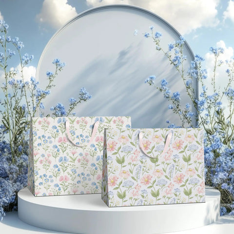 Two Large 13 Inch Floral Gift Bags With Matching Tissue Paper Card And Envelope Set Hand Painted Bloom Design Totally Perfect For Any Occasion Great For Women Gifts And Special Occasions