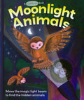 Flashlight Reveals Hidden Forest Animals Nighttime Adventure Book For Kids With Interactive Discovery, Totally Cool Brilliant Wildlife Illustrations And Glow In The Dark Pages. Cover shows owls and flashlight reveal