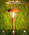 Six Pack Solar Pathway Lights Outdoor 25 Lumens Warm White 3000K IP65 Weatherproof Metal And Glass Landscape Lights in rain