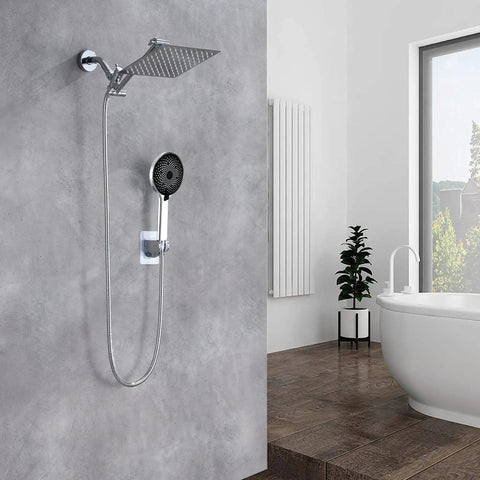 Modern bathroom with 8 Inch Rain Shower Head With Handheld Spray Combo 11 Inch Angle Adjustable Extension Arm High Pressure Shower System