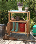 Dope Patio Wood Storage Cabinet For Outdoor Kitchen Acacia Buffet With Marble Style Countertop Open Shelf And Two Doors