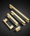 10 Pack Brushed Gold Cabinet Handles 6 Inch Length With 5 Inch Center To Center Hole Solid Metal on black background