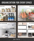 Smooth Operator Clear Plastic Storage Bins Large Two Pack Tough As Nails for pantry, fridge, bathroom, and closet organization.