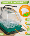 All In One Seed Starter Kit With Grow Lights And Heating Mat 40 Cell Germination Tray With Humidity Dome and accessories