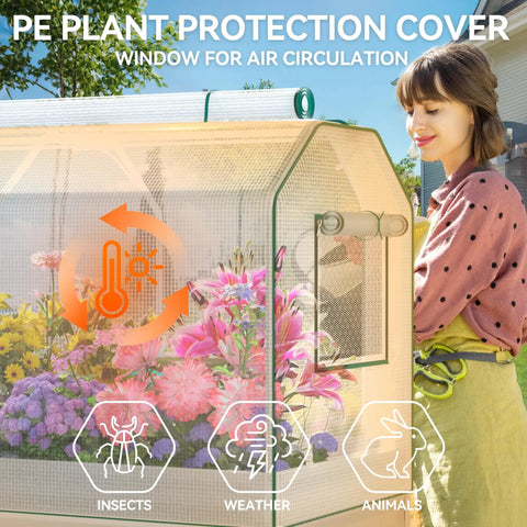 Self Watering Galvanized Raised Garden Bed With Legs And PE Cover For Vegetables And Flowers Outdoor Elevated Planter Box 48 By 24 By 56 Inches Easy Hands Free Watering For Backyard Patio Balcony with flowers and protection cover