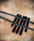 Medieval Bracers For Cosplay And Reenactments, Fully Functional Arm Guards With Splinted Steel, Viking Inspired Armor laid on fur