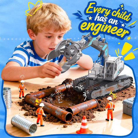 Child playing with Hydraulic Robot Arm Science Kit for Kids 8 To 12 137 Pcs STEM Toy No Batteries Needed Hands On Engineering Crane