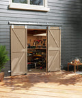 12 Foot Box Rail Exterior Barn Door Hardware Kit For Two Doors System Go To Sliding Track In Silver installed on wooden shed