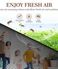 Magnetic Screen Door For 74x80 Inch Doors, 76x81 Inch High Density Fiberglass Mesh with Ultra Strong Magnets, shown in garden use