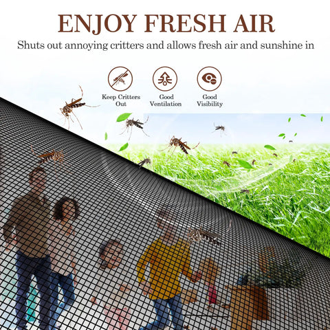 Magnetic Screen Door For 74x80 Inch Doors, 76x81 Inch High Density Fiberglass Mesh with Ultra Strong Magnets, shown in garden use