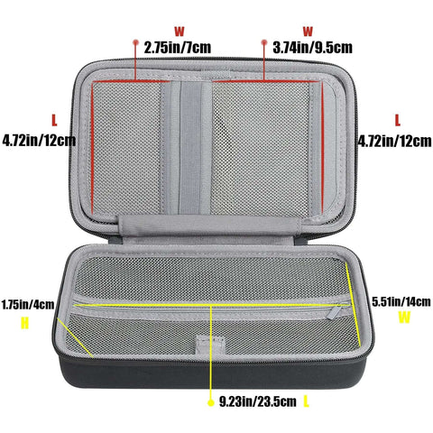 Open view of Boss Level Hard EVA Travel Gear Stash Case For Power Banks And Heavy Duty Electronics Accessories, measuring 10.27x6.5x3.2 inches.