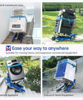 Heavy Duty Electric Stair Climbing Dolly Robot With Smart AI Navigation And LiDAR For Auto Balancing All Terrain Material Handling Plus 925lbs Load Capacity moving a washing machine upstairs.