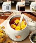 14 Oz Travel Electric Kettle With Rapid Heating To 212 Degrees Fahrenheit Temperature Control Mug with flowers inside