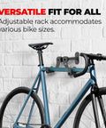Garage Wall Mount Bike Rack With Durable Alloy Construction And Adjustable Hook Hanger For Indoor Storage, installed with bike
