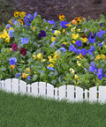 No-Dig Landscape Edging Kit With Anchoring Spikes, 4.5 Inch Tall White Wood-Look Garden Border For Raised Beds And Flower Borders