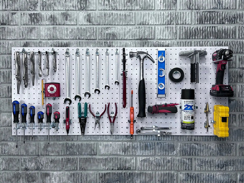 Heavy Duty Pegboard Set Of 2 Wall Panels 22 By 18 By One Eighth Inch Holes For Home Office Garage Storage And Organization White