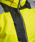 Hi Vis Winter Work Jacket With Reflective Waterproof Shell And Thermal Quilted Lining ANSI 3 Safety Coat X Large close-up zipper view