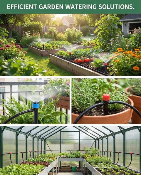 Pro Grade Drip Irrigation Kit With Dual Five Sixteenth And One Quarter Inch Tubing 240 Ft Main Line in garden and greenhouse