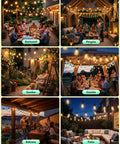 Outdoor String Lights LED Patio Lights 100Ft Waterproof Dimmable Porch Lighting With Remote Shatterproof S14 Bulbs over backyard
